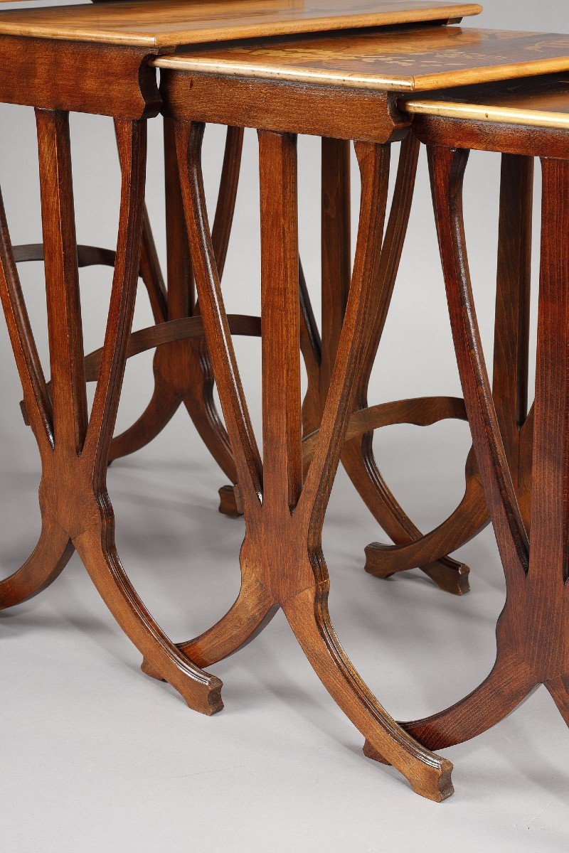 Set Of 4 Nesting Tables Signed Gallé-photo-2