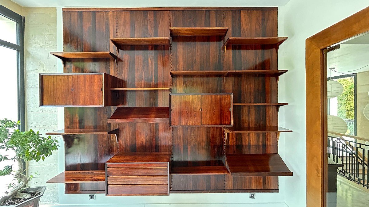 Scandinavian Modular Wall Shelf In Rosewood, Poul Cadovius, 1960s-photo-5