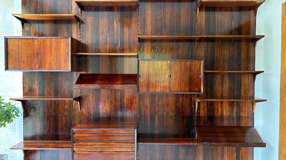 Scandinavian Modular Wall Shelf In Rosewood, Poul Cadovius, 1960s-photo-6