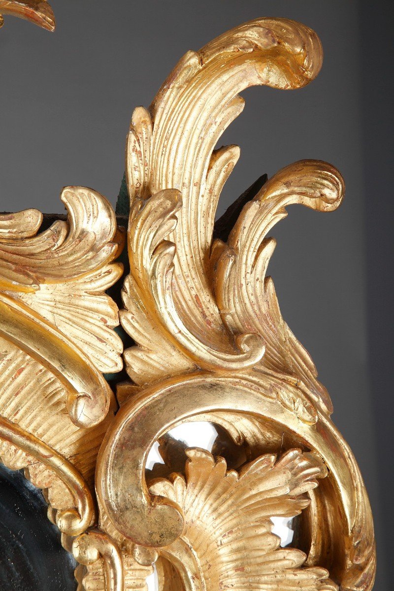 Grand Miroir Baroque à Poser, En Bois Sculpté Et Doré-photo-8