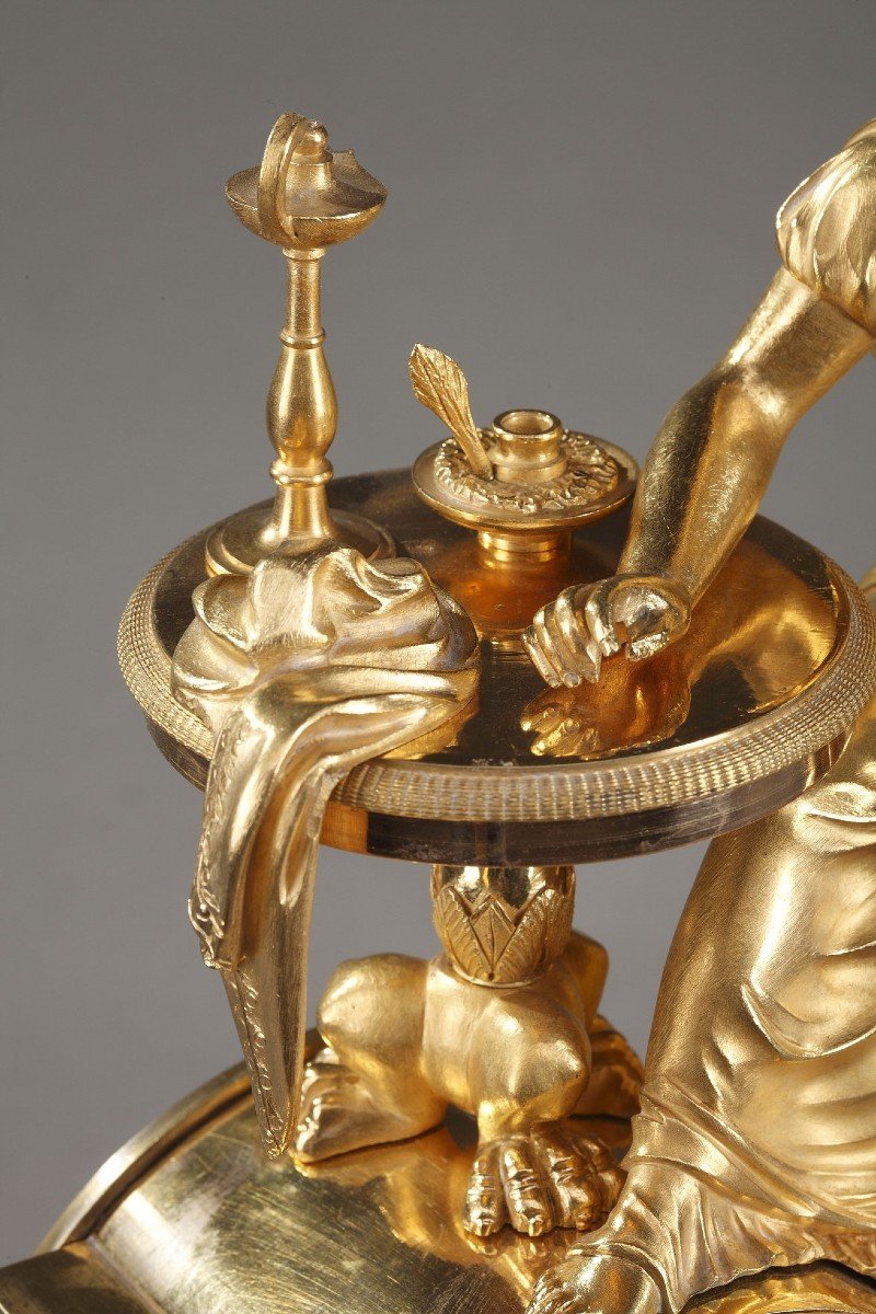 Pendule Empire En Bronze "la Fidélité"-photo-7