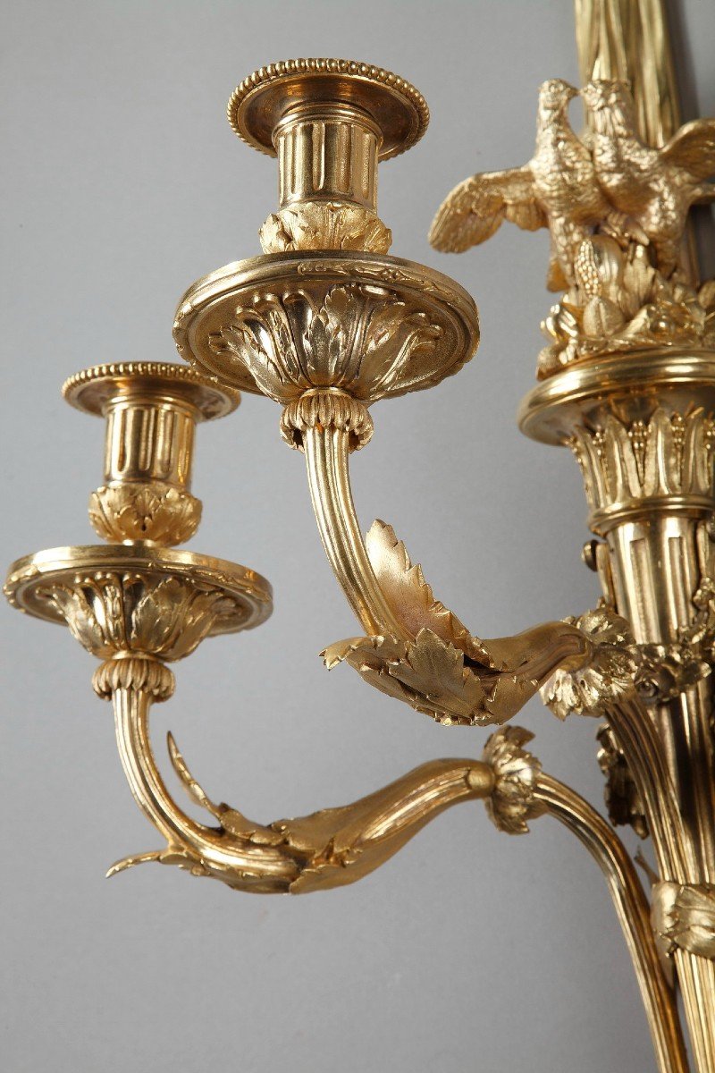 Paire De Grandes Appliques De Style Louis XVI-photo-3