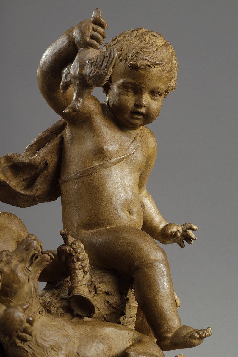 Allegory Of The Hunt Terracotta Proof Signed Le Brun-photo-2