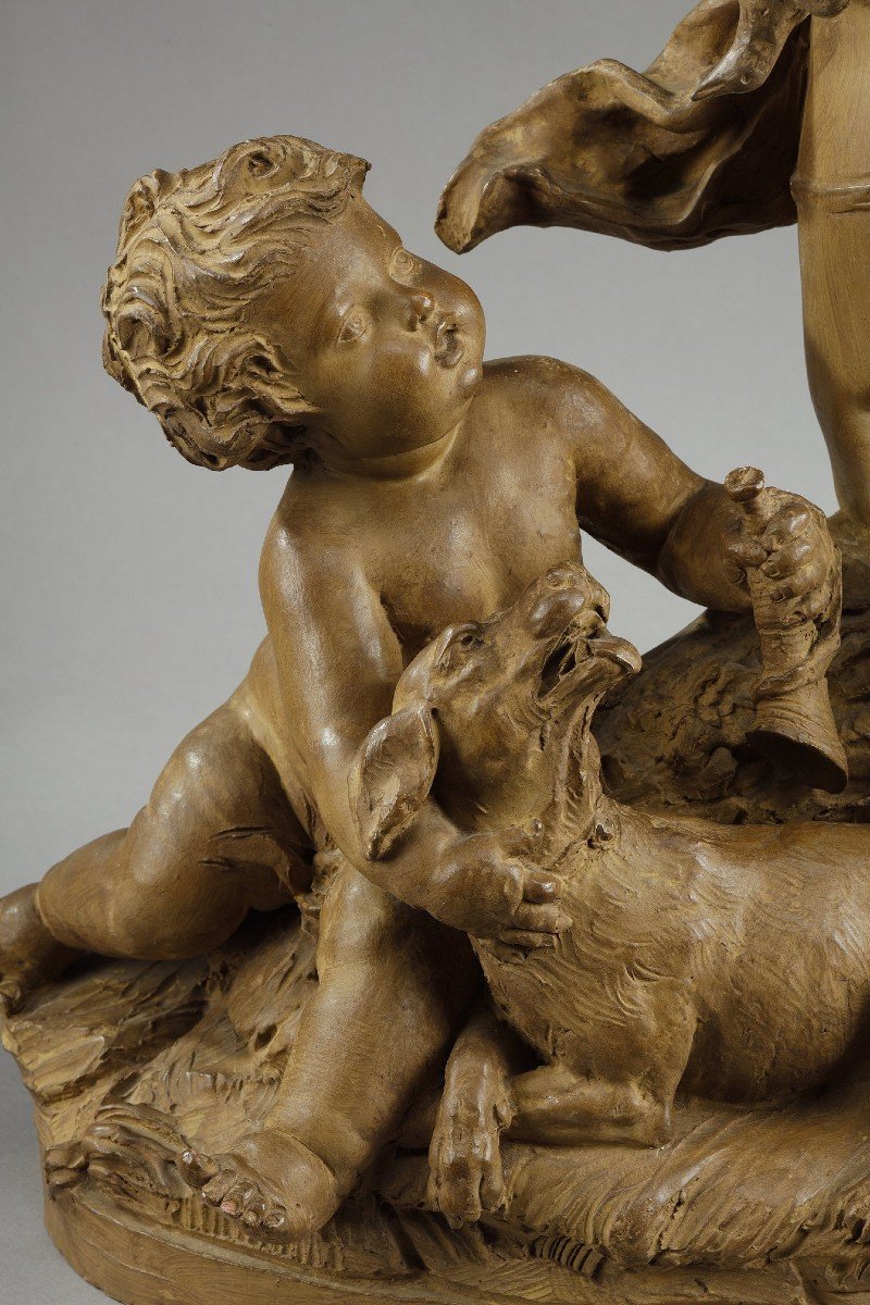 Allegory Of The Hunt Terracotta Proof Signed Le Brun-photo-6