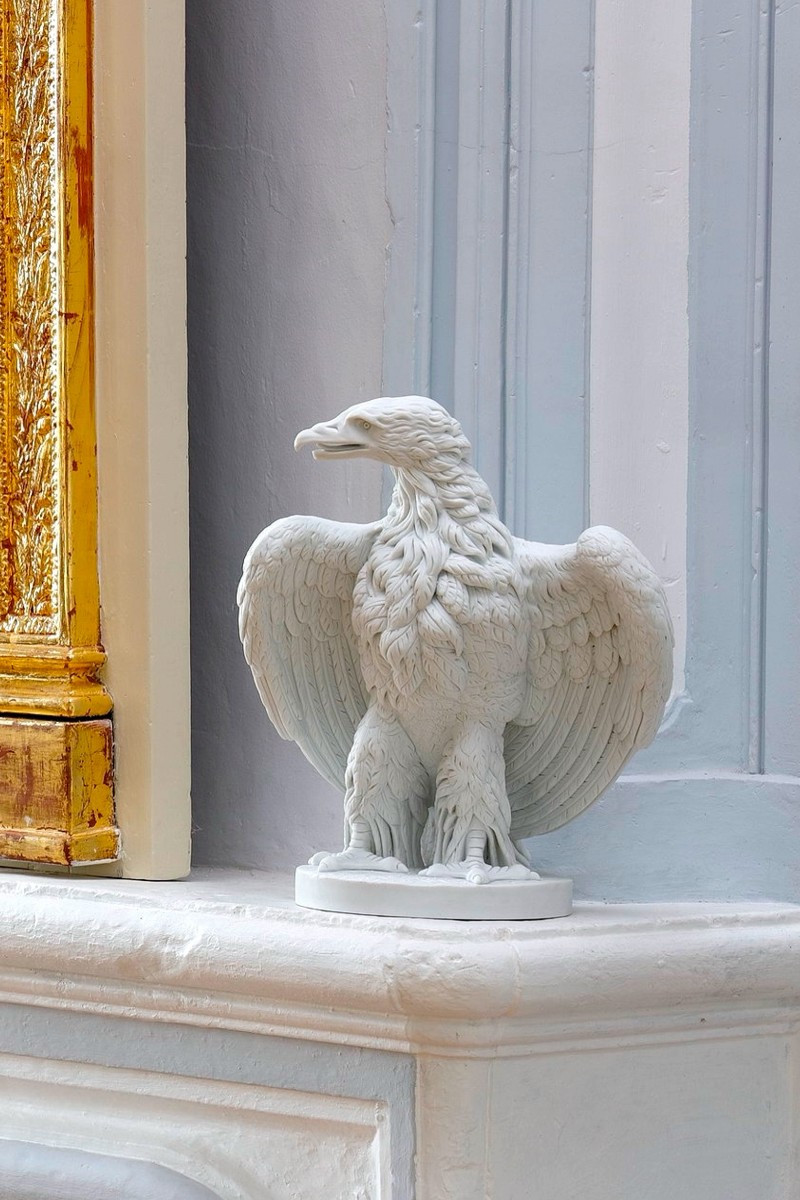 Pair Of Biscuit Sculptures Representing Napoleon III Eagles.-photo-6