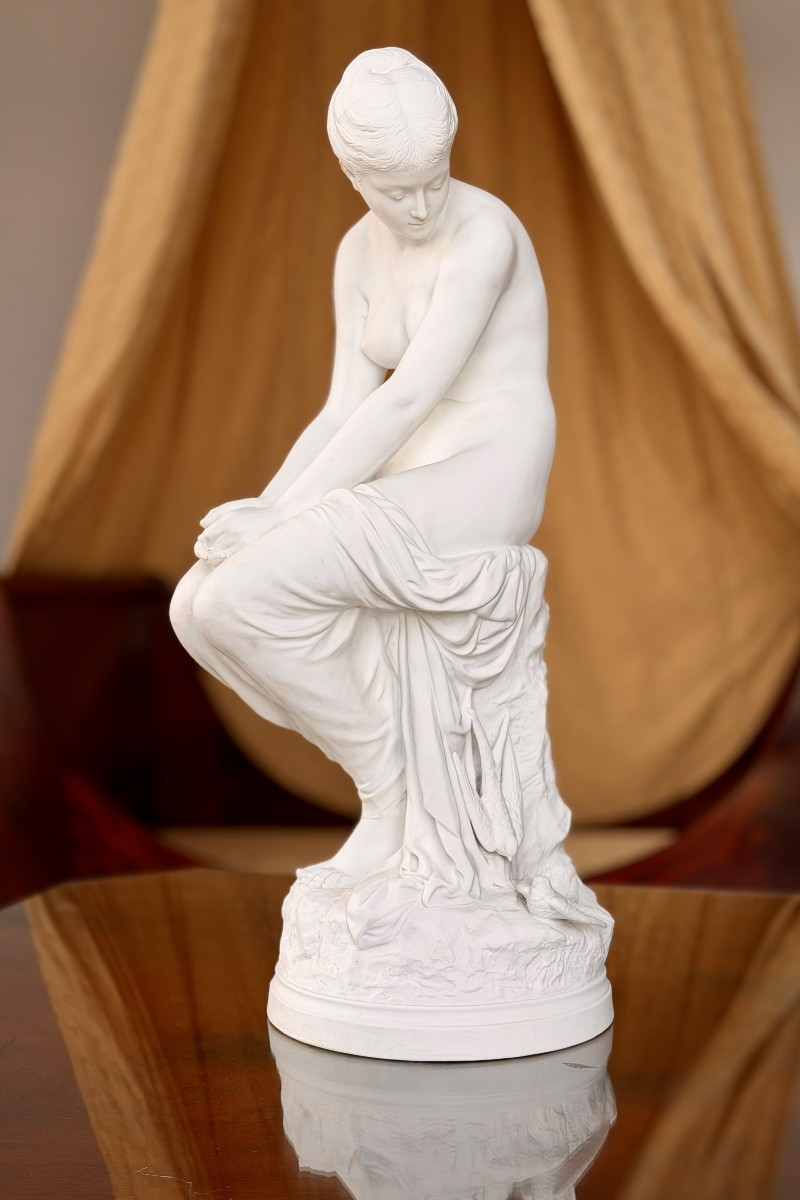 Grand Biscuit, "baigneuse Aux Hirondelles" De Auguste Joseph Peiffer  (1832 – Ca. 1886)-photo-8