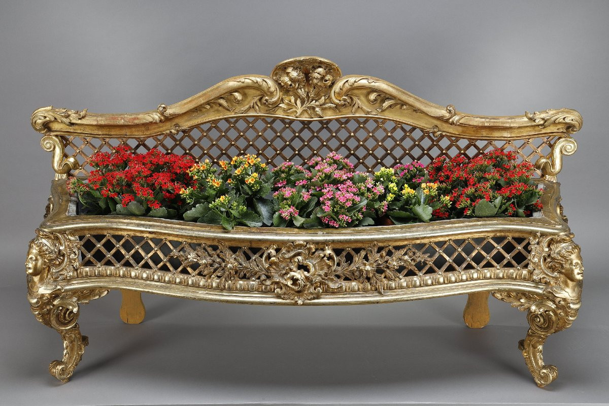 Louis XV Style Carved And Gilded Wooden Planter-photo-3