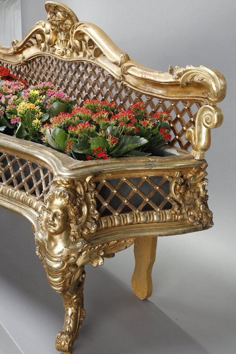 Louis XV Style Carved And Gilded Wooden Planter-photo-2