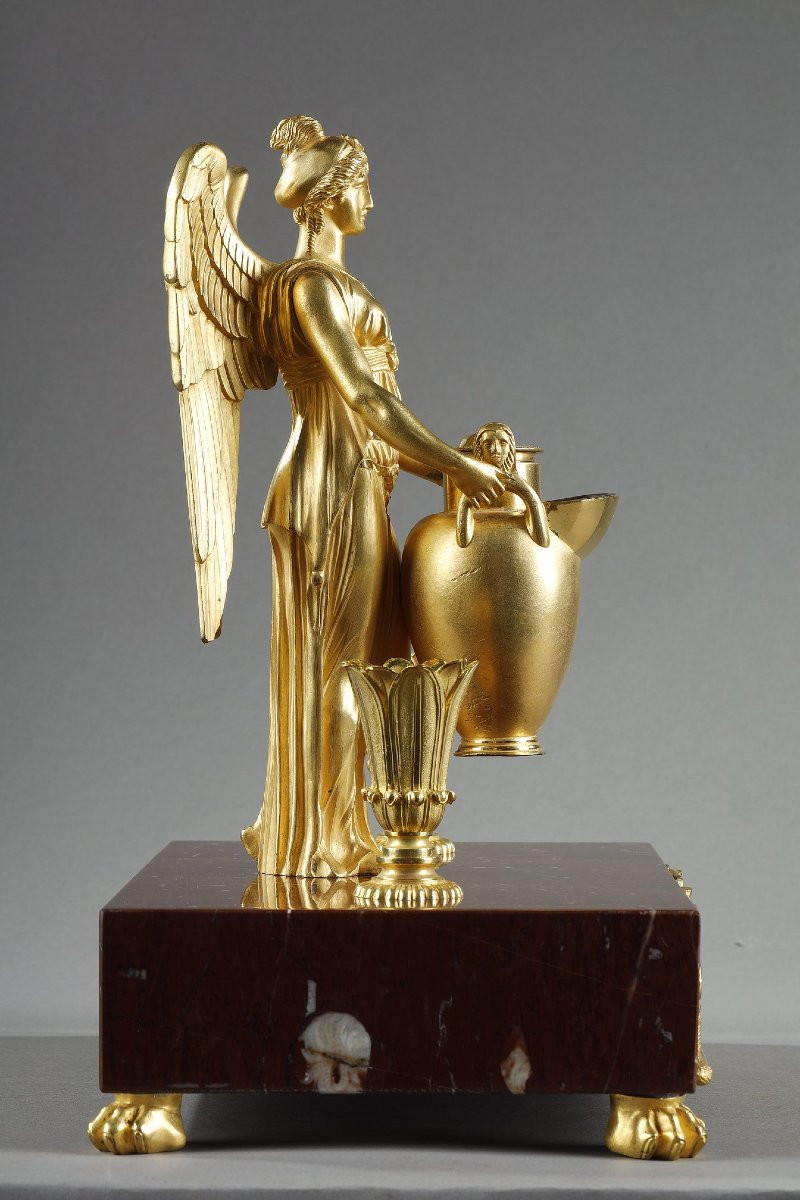 Gilt Bronze And Red Griotte Marble Inkwell, Empire Period, Early 19th Century-photo-4