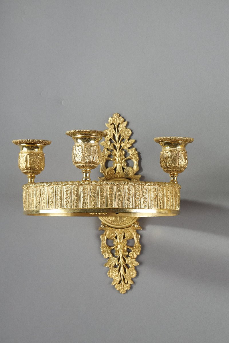Pair Of Restoration Period Gilt Bronze Sconces -photo-1