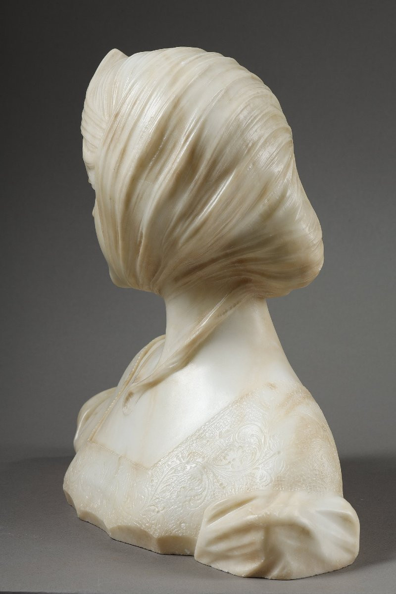 Bust Of A Young Woman In Alabaster, Signed On The Back "a Genna" - Amadéo Gennarelli (1881-1943)-photo-3