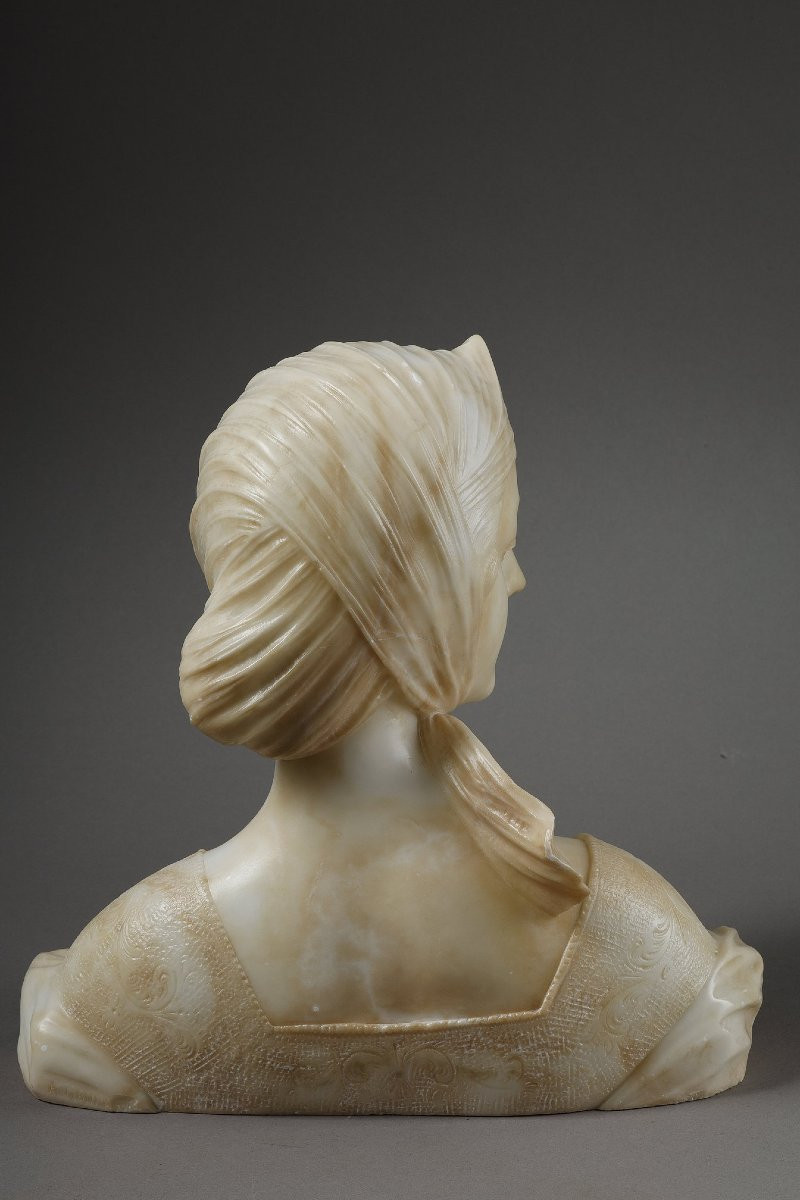 Bust Of A Young Woman In Alabaster, Signed On The Back "a Genna" - Amadéo Gennarelli (1881-1943)-photo-4