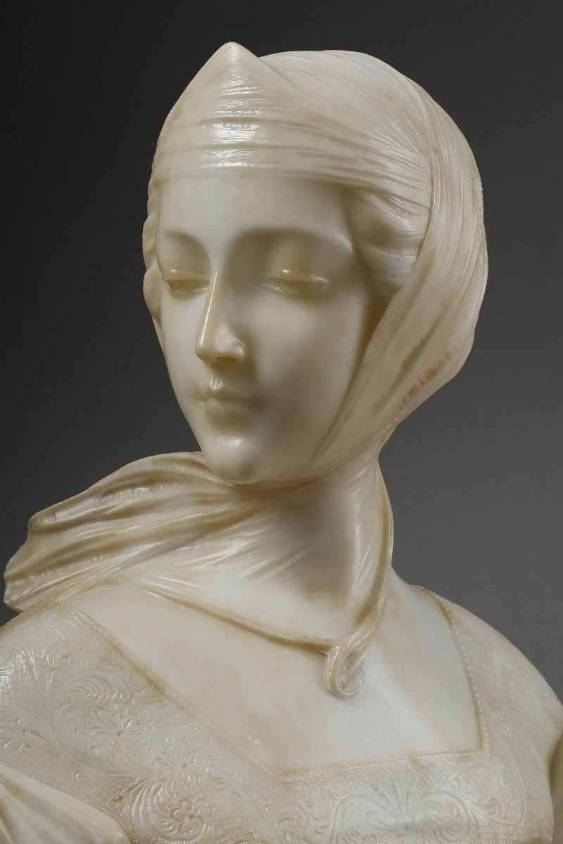 Bust Of A Young Woman In Alabaster, Signed On The Back "a Genna" - Amadéo Gennarelli (1881-1943)-photo-1