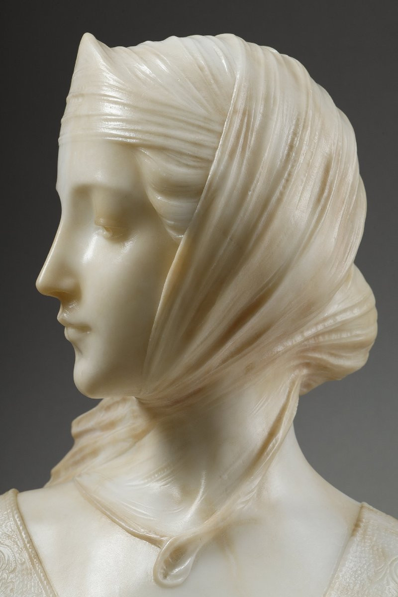 Bust Of A Young Woman In Alabaster, Signed On The Back "a Genna" - Amadéo Gennarelli (1881-1943)-photo-3