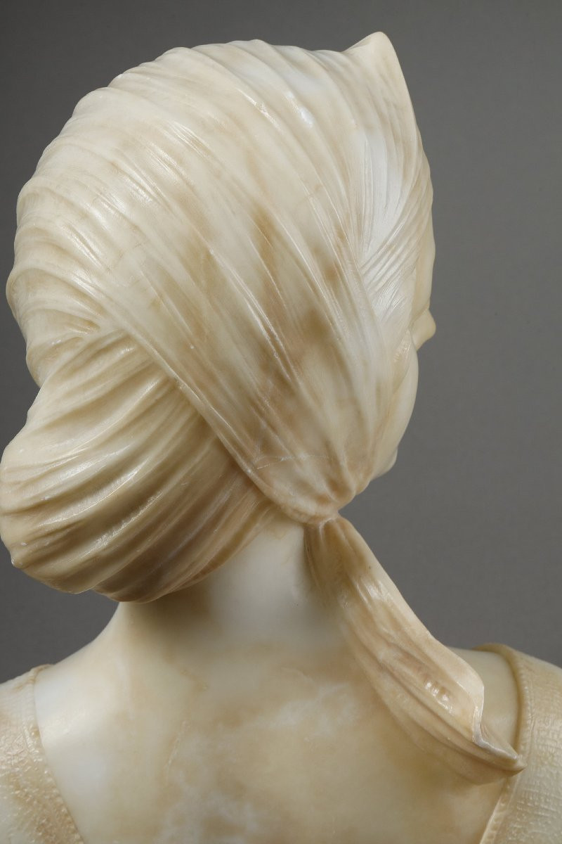 Bust Of A Young Woman In Alabaster, Signed On The Back "a Genna" - Amadéo Gennarelli (1881-1943)-photo-4