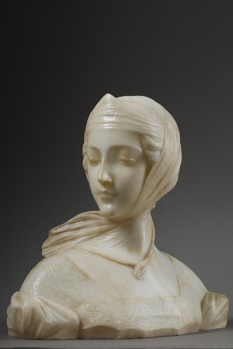 Bust Of A Young Woman In Alabaster, Signed On The Back "a Genna" - Amadéo Gennarelli (1881-1943)