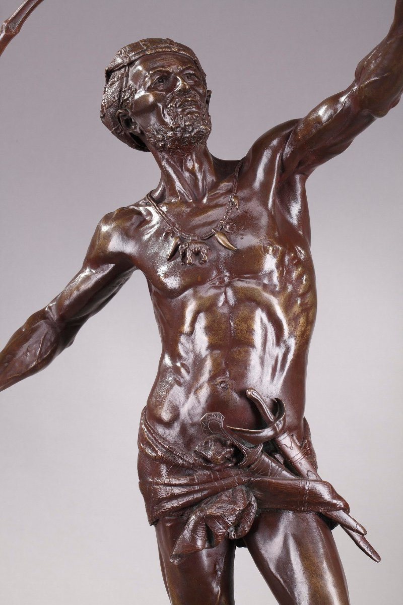 Grand bronze "L'Oiseleur Indou" d'Auguste de Wever (Belge, 1836-1910)-photo-4