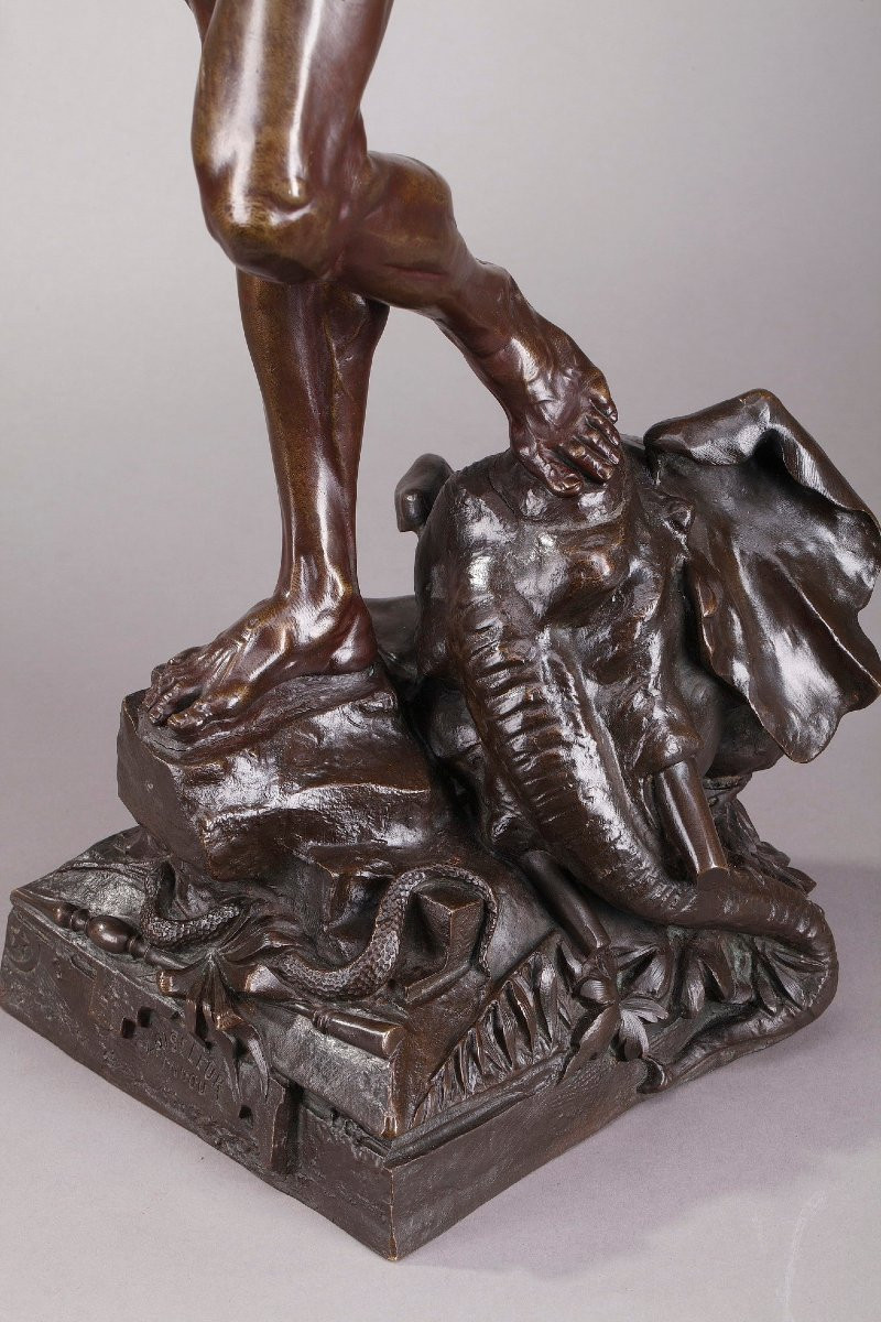 Grand bronze "L'Oiseleur Indou" d'Auguste de Wever (Belge, 1836-1910)-photo-8