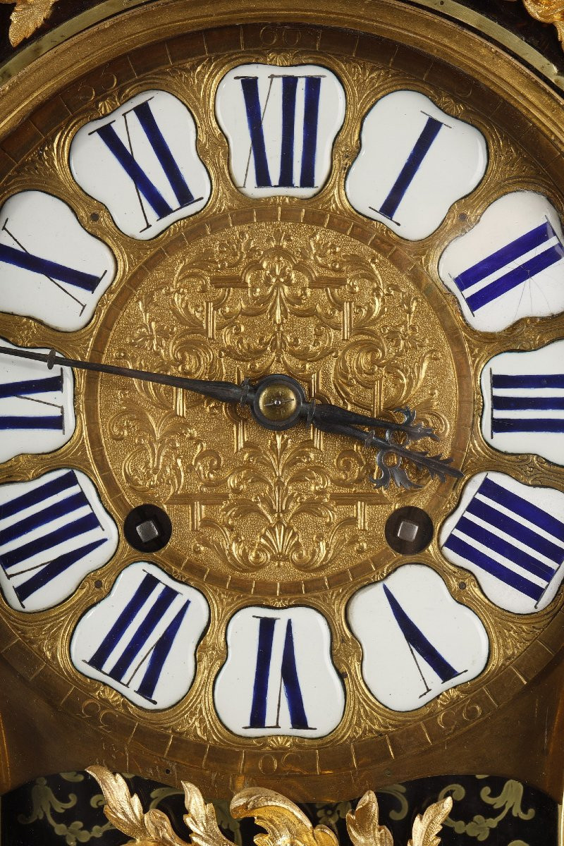 Cartel And Its Console In Boulle Marquetry And Gilded Bronze, Louis XV Period-photo-2