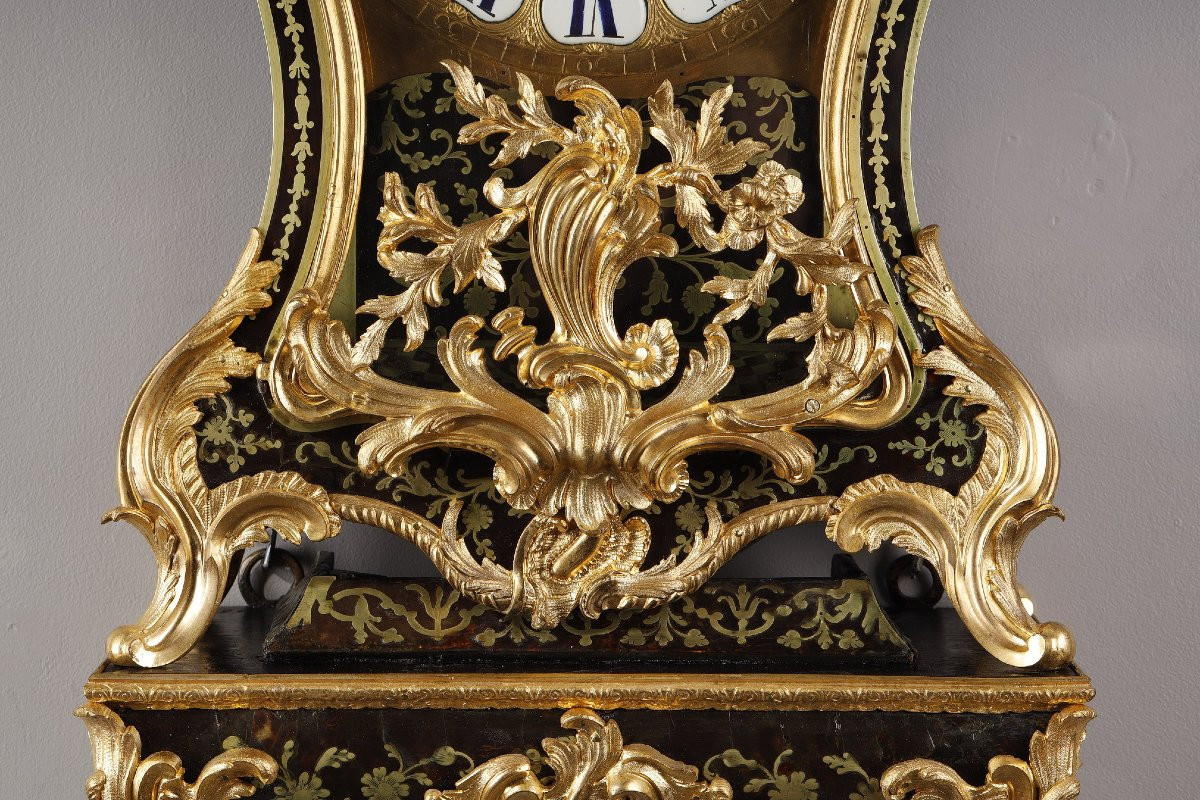 Cartel And Its Console In Boulle Marquetry And Gilded Bronze, Louis XV Period-photo-3