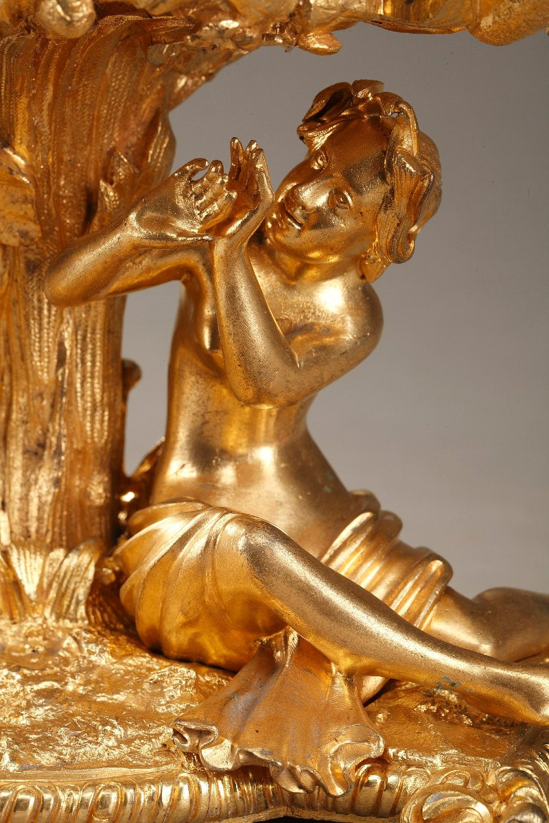 Antique Porcelain And Gilt Bronze Planter Decorated With Gallant Couples-photo-2
