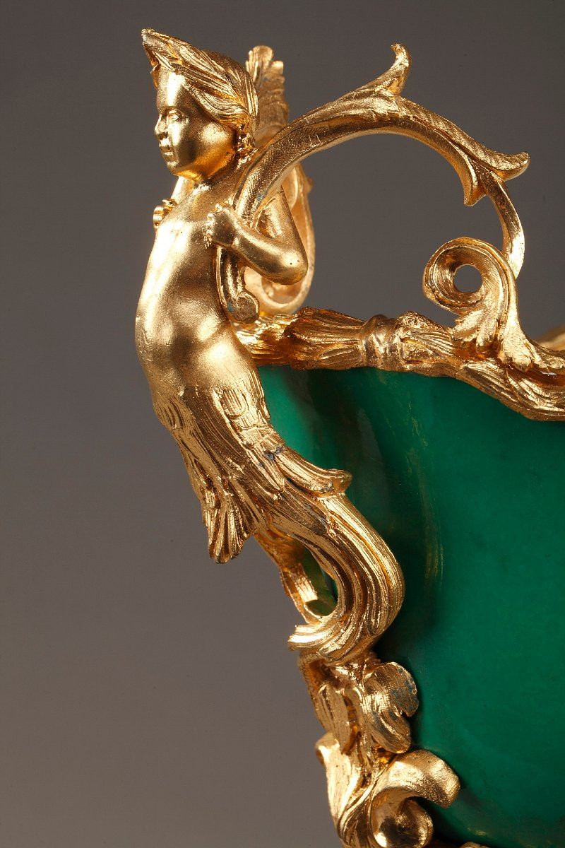 Antique Porcelain And Gilt Bronze Planter Decorated With Gallant Couples-photo-5
