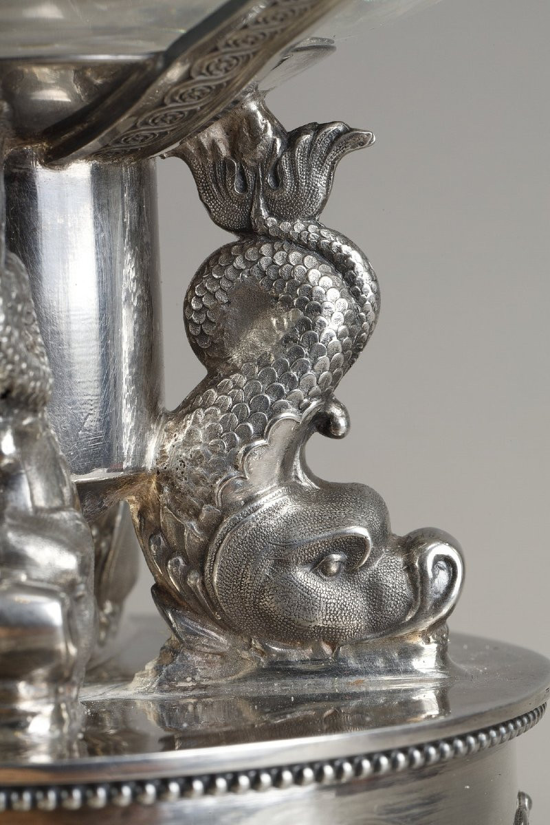 Un confiturier ou sucrier en cristal et agent avec douze cuilleres en vermeil-photo-6