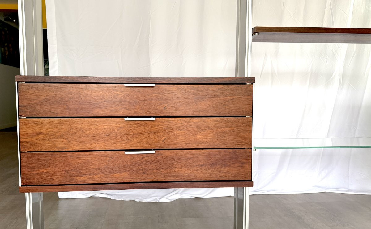 Étagère modulaire ou séparateur de pièce en métal et bois de placage -photo-3