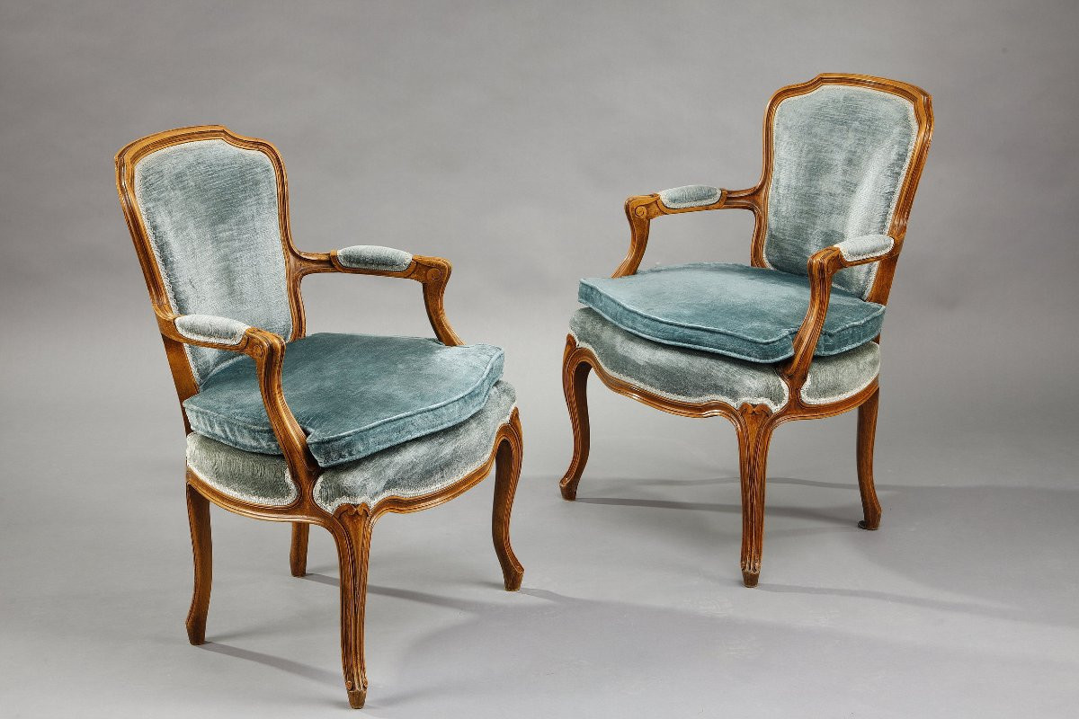 Pair Of Rocaille-style Armchairs, 19th Century-photo-2