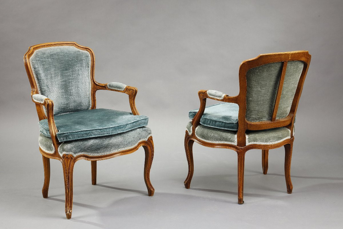 Pair Of Rocaille-style Armchairs, 19th Century-photo-3