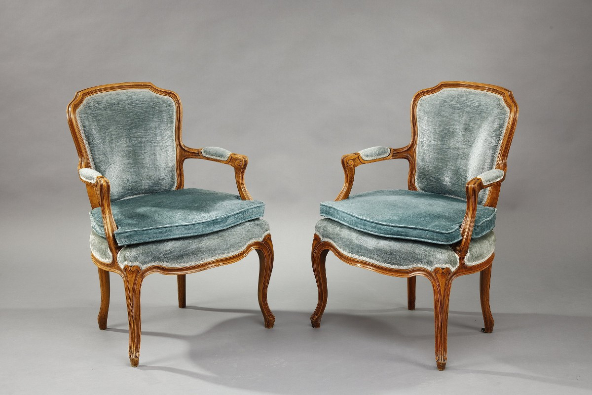 Pair Of Rocaille-style Armchairs, 19th Century