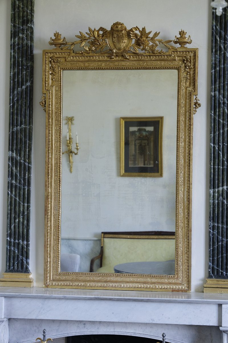 Miroir en bois doré de style Napoleon III, XIXème-photo-3