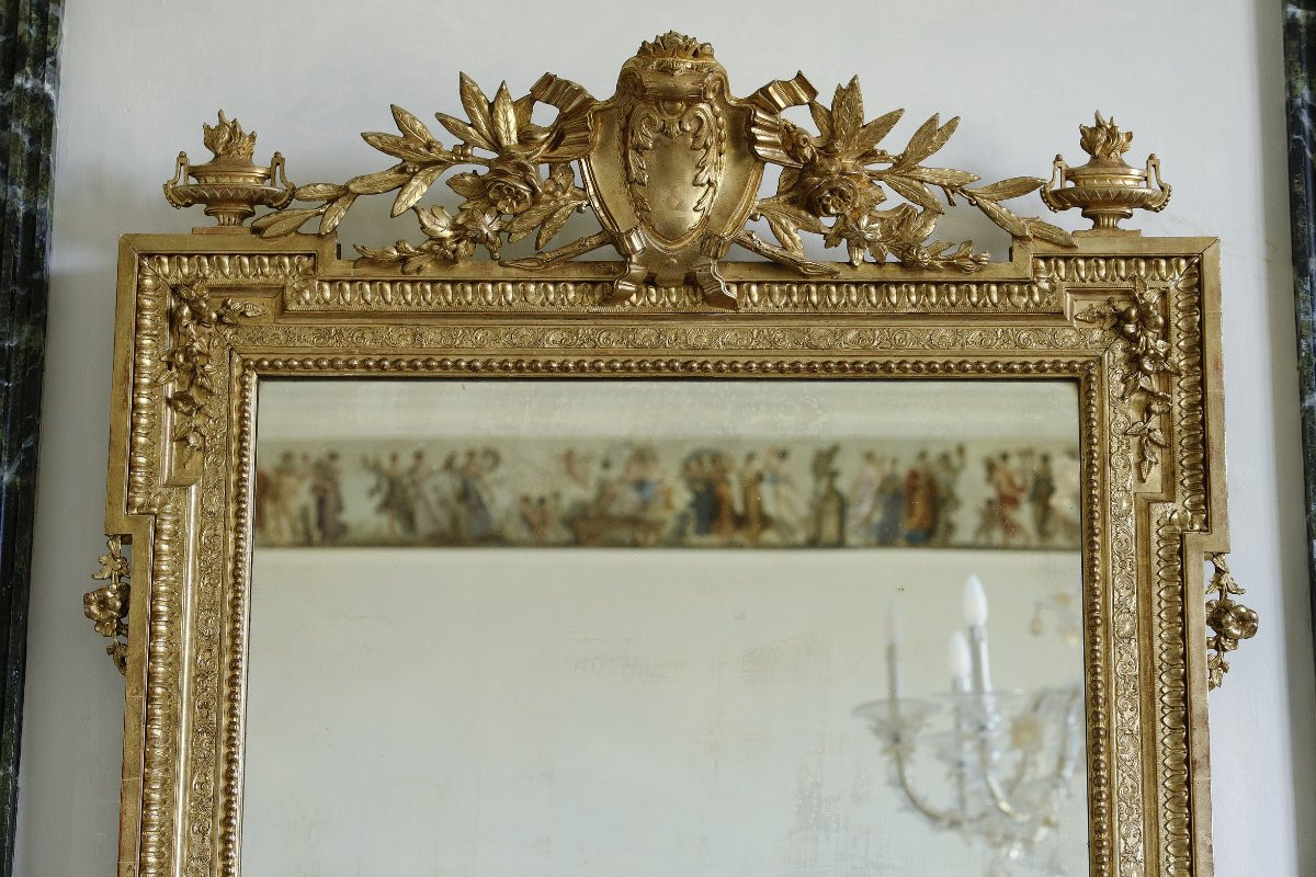 Miroir en bois doré de style Napoleon III, XIXème-photo-2