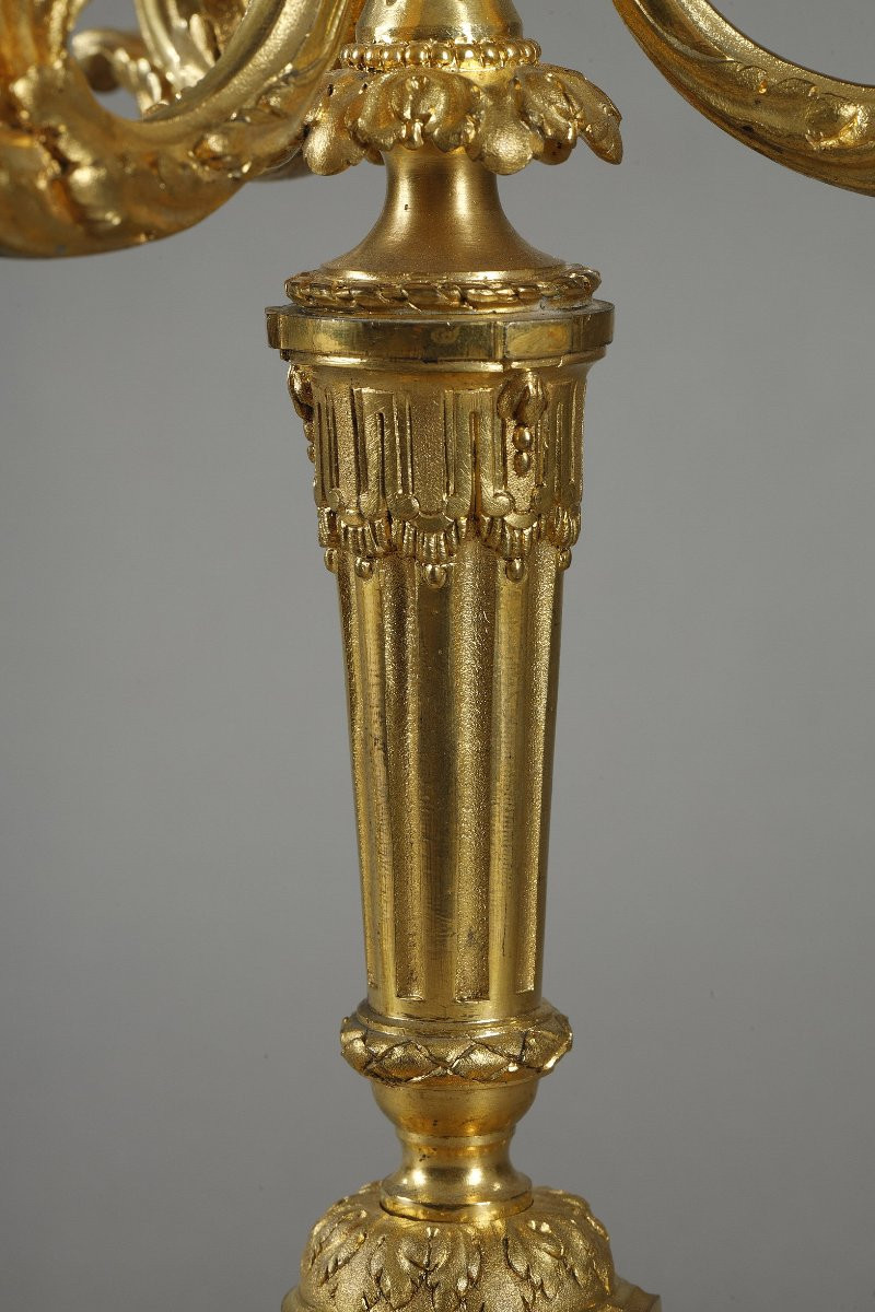 Paire de candélabres en bronze doré de style Louis XVI-photo-5