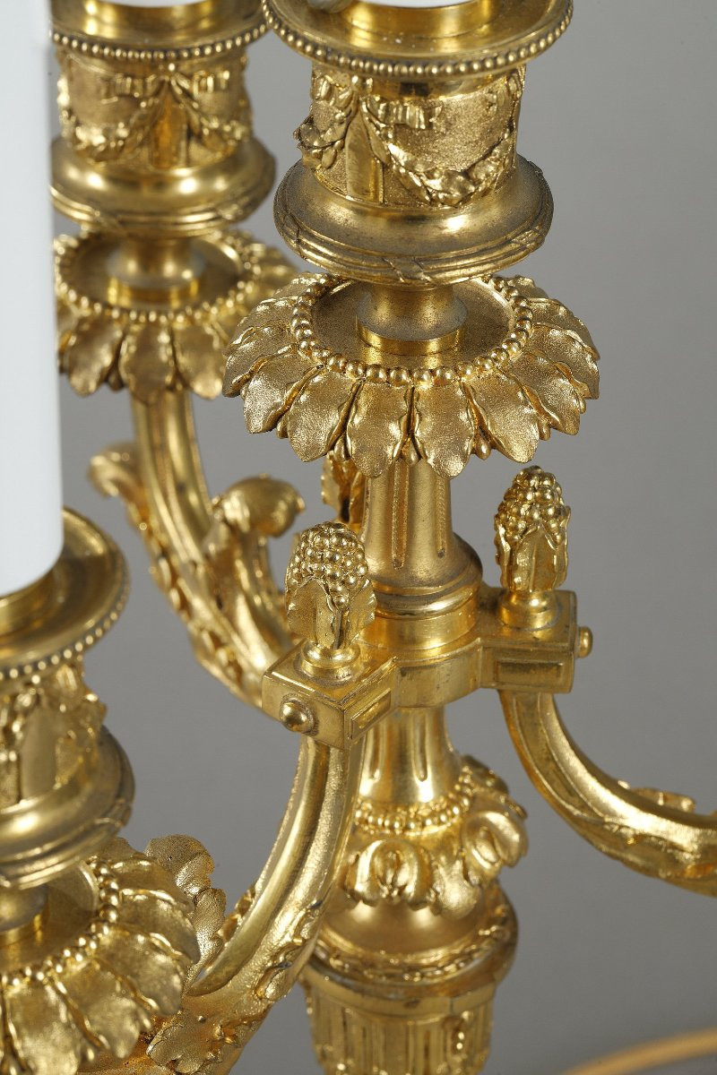 Paire de candélabres en bronze doré de style Louis XVI-photo-7