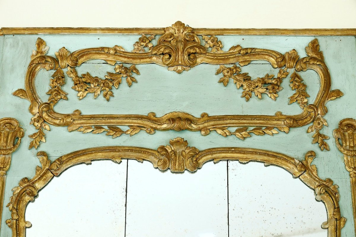 Very Large Transitional Wood Panel Overmantel, 18th Century-photo-3