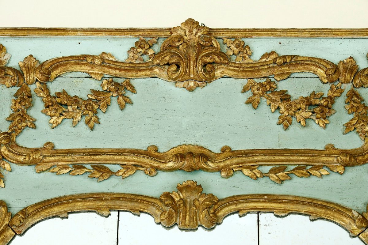 Very Large Transitional Wood Panel Overmantel, 18th Century-photo-4