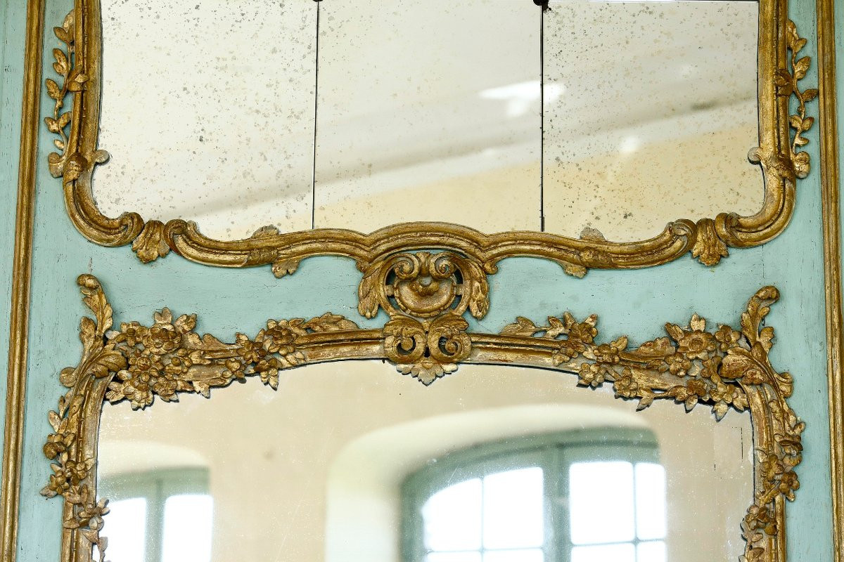 Very Large Transitional Wood Panel Overmantel, 18th Century-photo-1