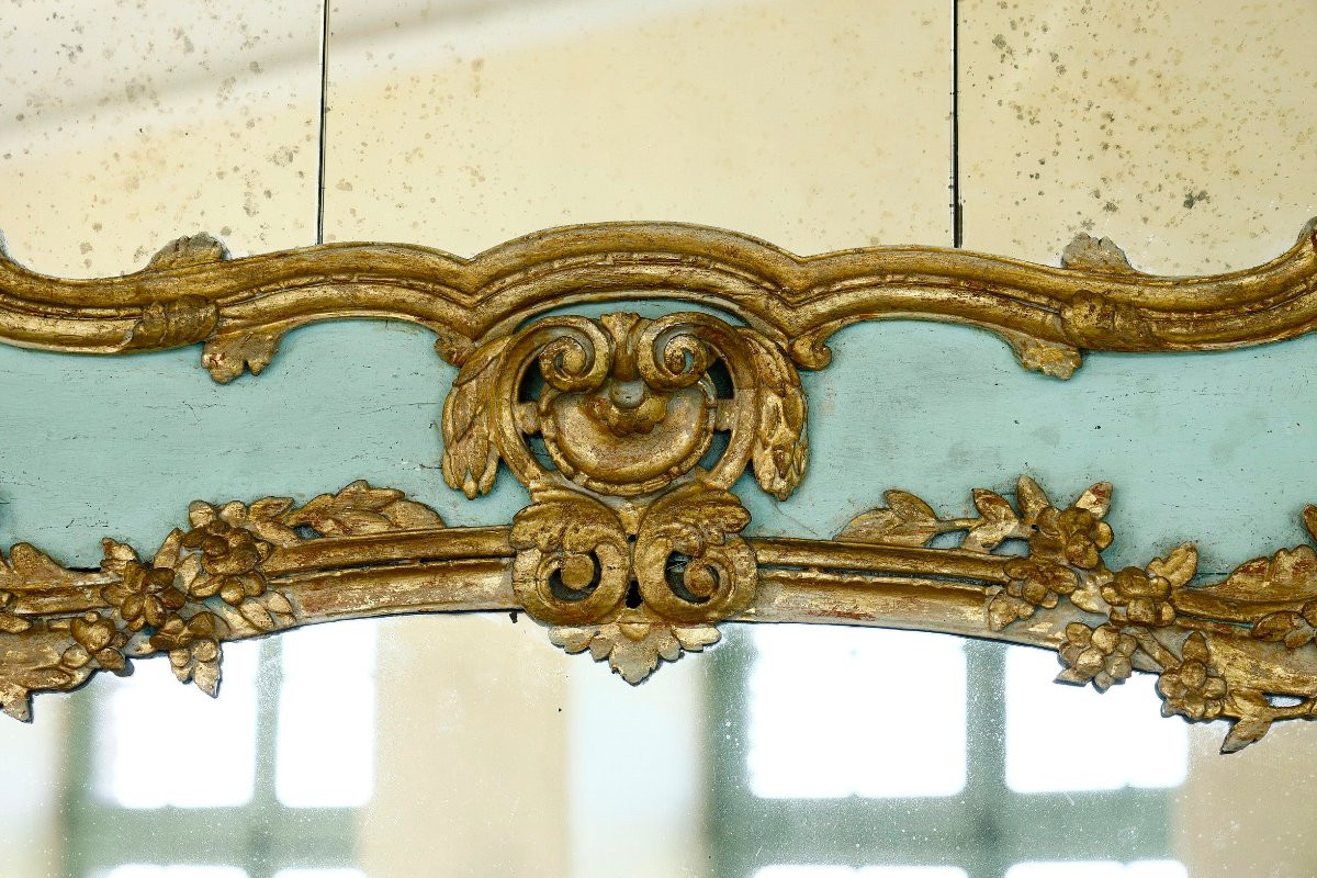 Very Large Transitional Wood Panel Overmantel, 18th Century-photo-2