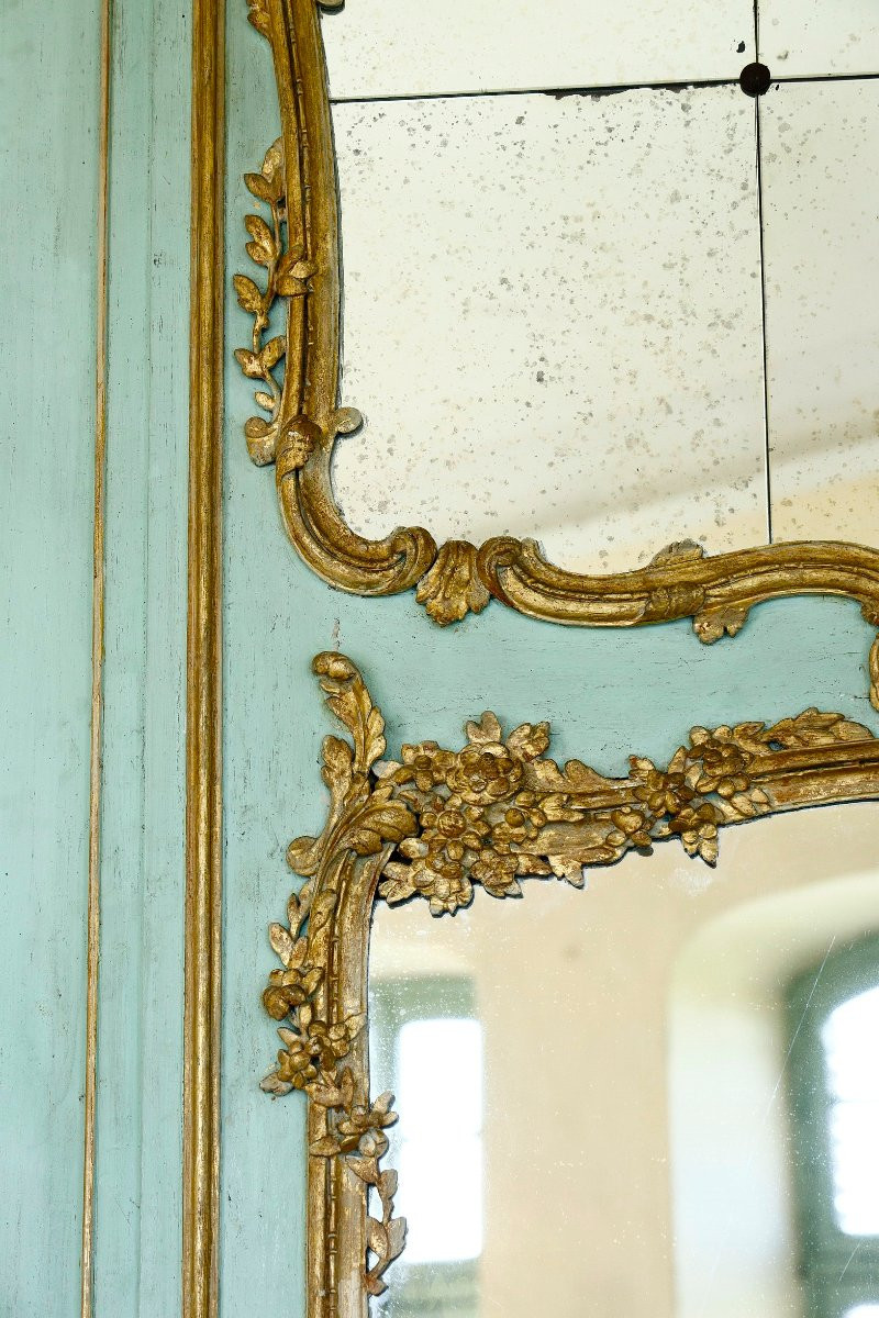 Very Large Transitional Wood Panel Overmantel, 18th Century-photo-4