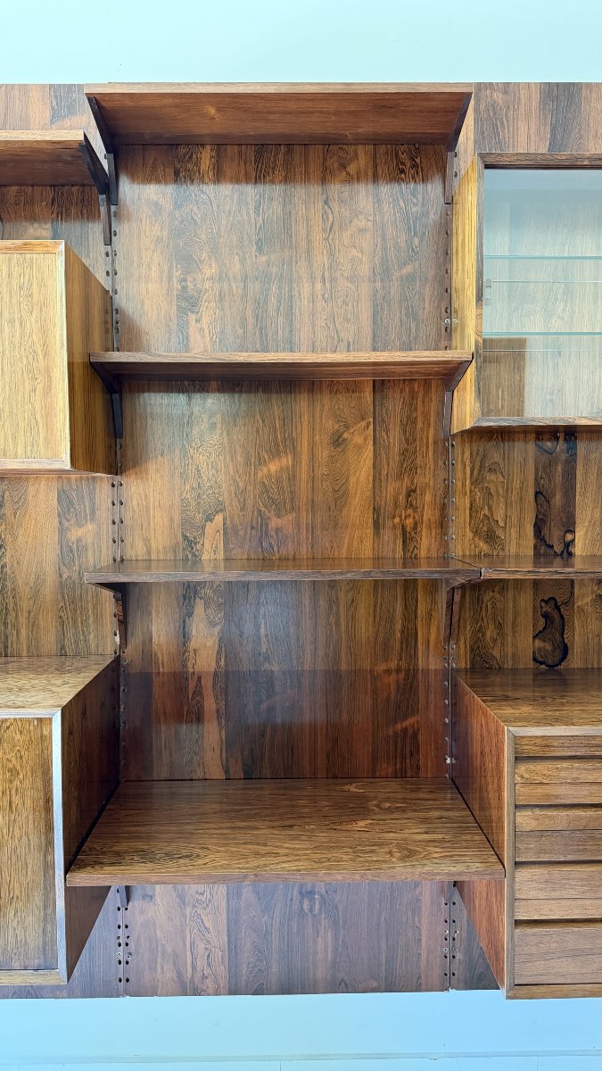 ETAGÈRE MODULAIRE MURALE SCANDINAVE EN PALISSANDRE, POUL CADOVIUS, ANNÉES 60-photo-1