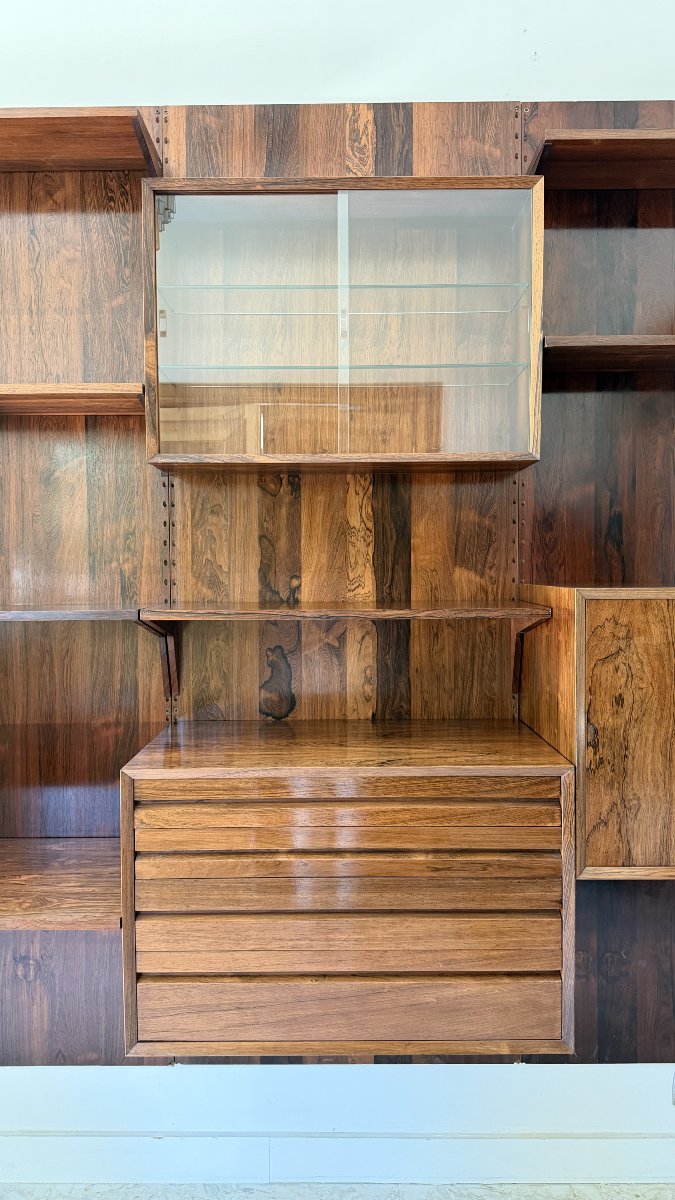ETAGÈRE MODULAIRE MURALE SCANDINAVE EN PALISSANDRE, POUL CADOVIUS, ANNÉES 60-photo-2