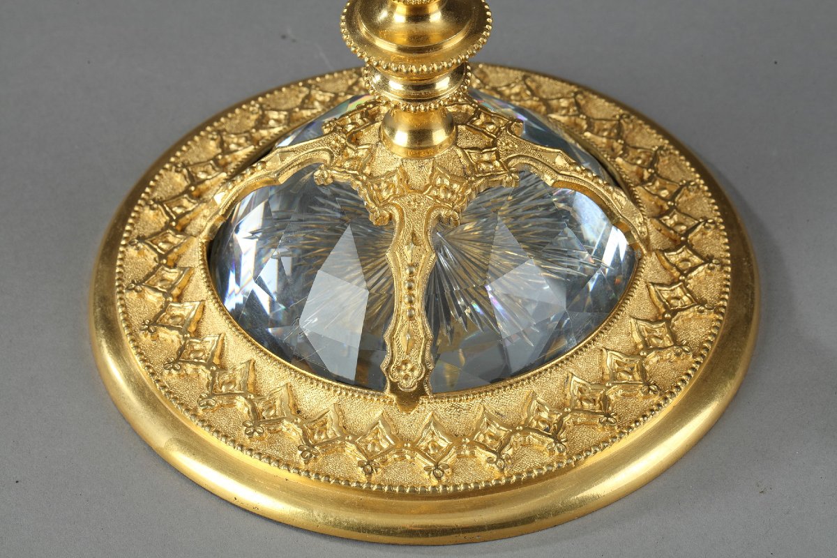 Coupe en cristal et bronze doré dans le goût de la Renaissance, XXe siècle-photo-3
