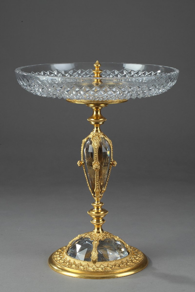Coupe en cristal et bronze doré dans le goût de la Renaissance, XXe siècle-photo-4