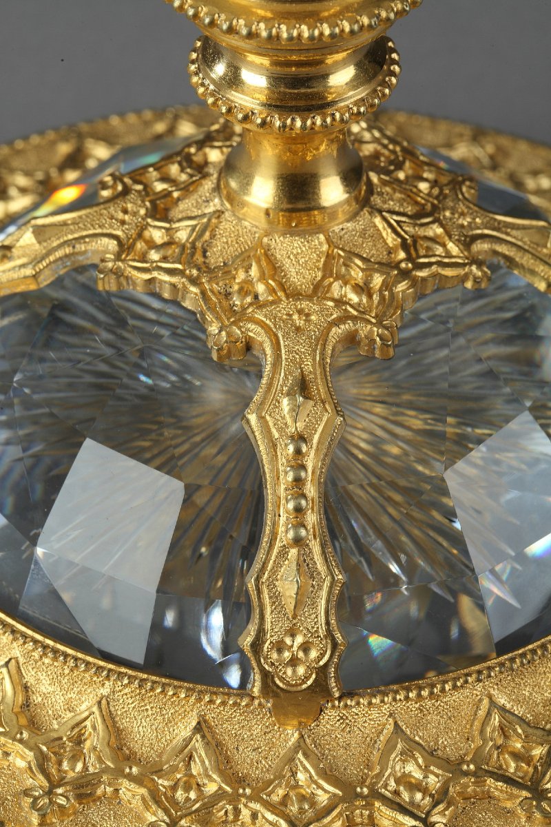 Coupe en cristal et bronze doré dans le goût de la Renaissance, XXe siècle-photo-5