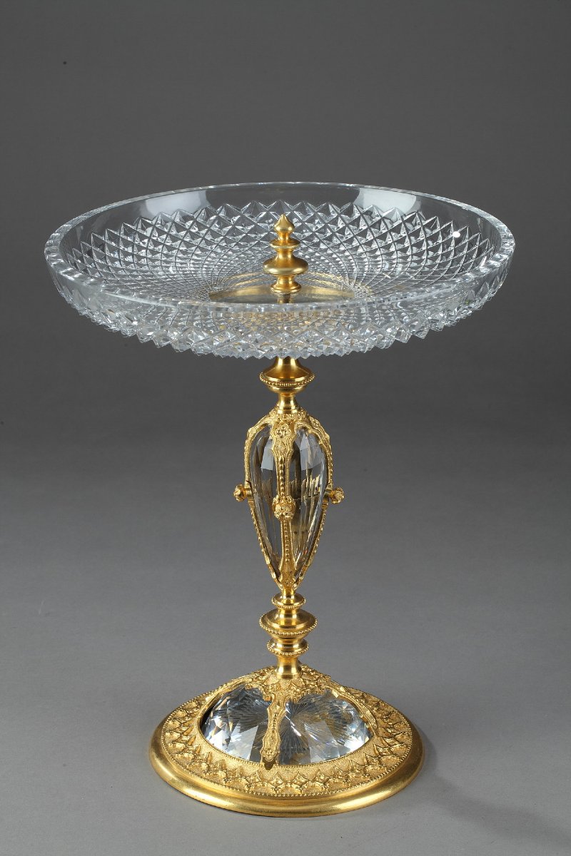Coupe en cristal et bronze doré dans le goût de la Renaissance, XXe siècle
