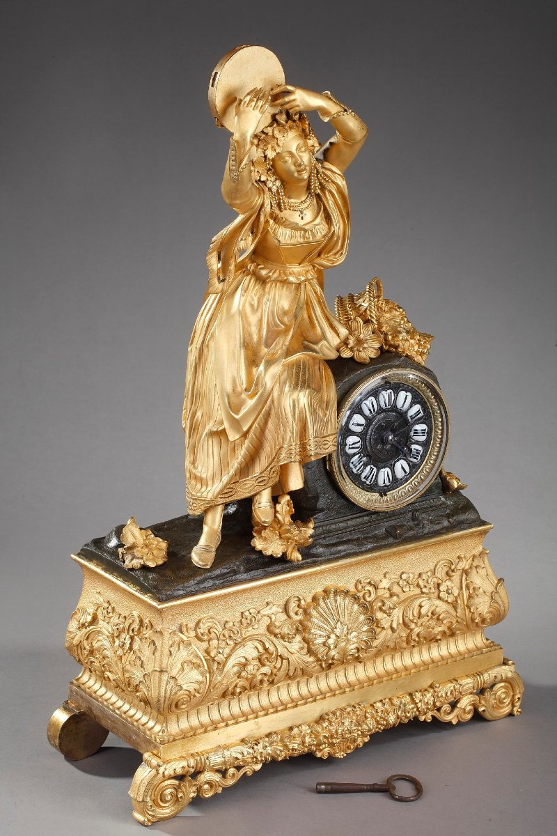Louis-philippe Ormolu Clock "esmeralda" Or "dancer With A Tambourine"-photo-2