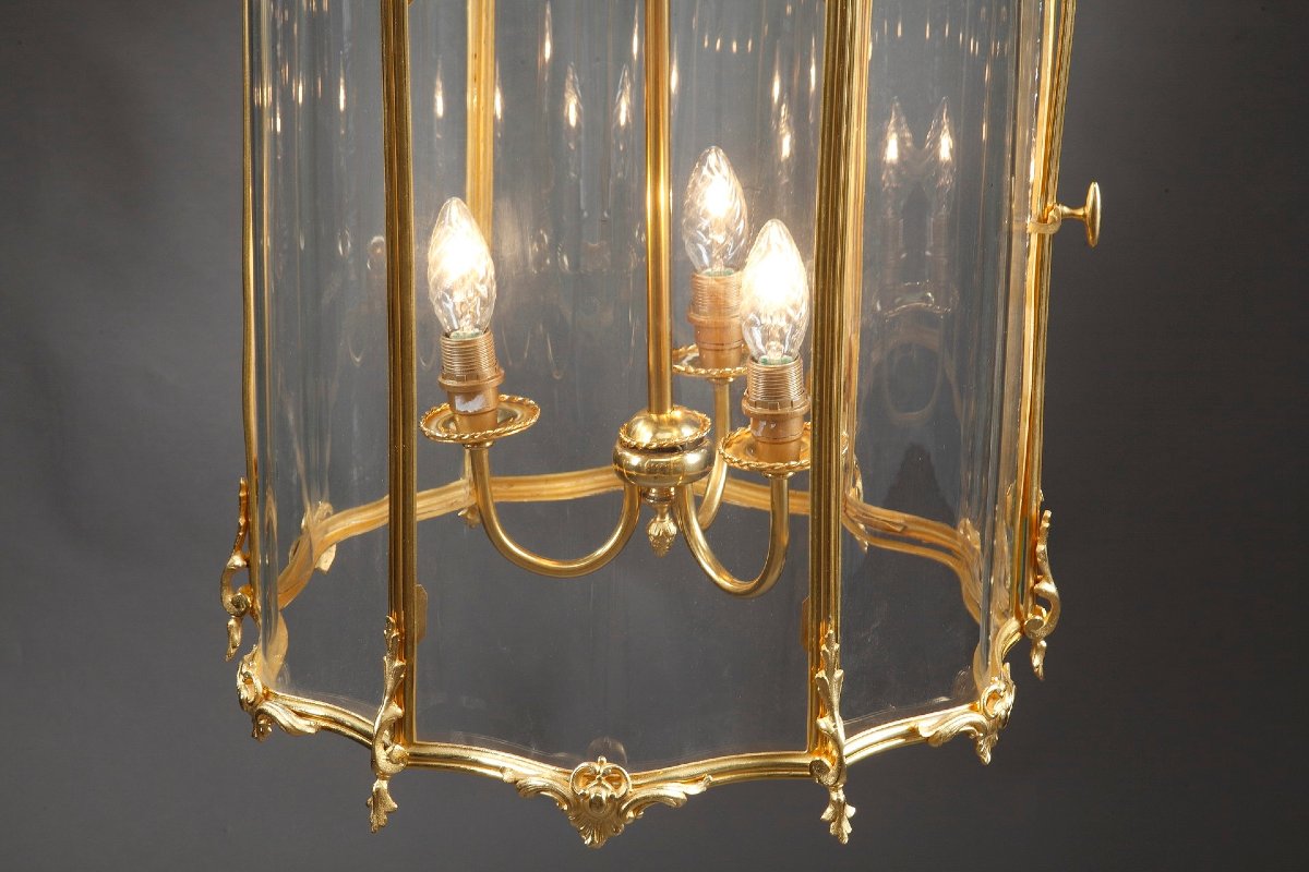Large Louis XV-style Lantern In Gilded Bronze-photo-2