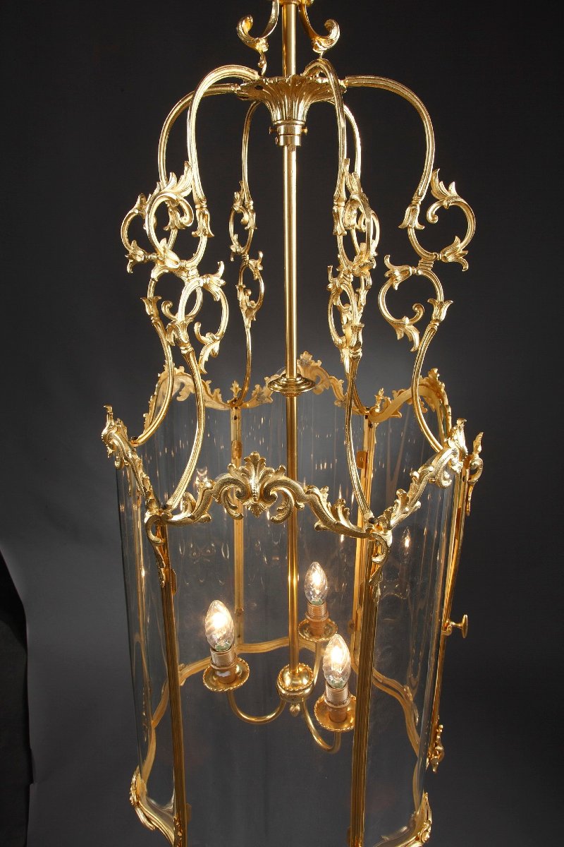 Large Louis XV-style Lantern In Gilded Bronze-photo-4
