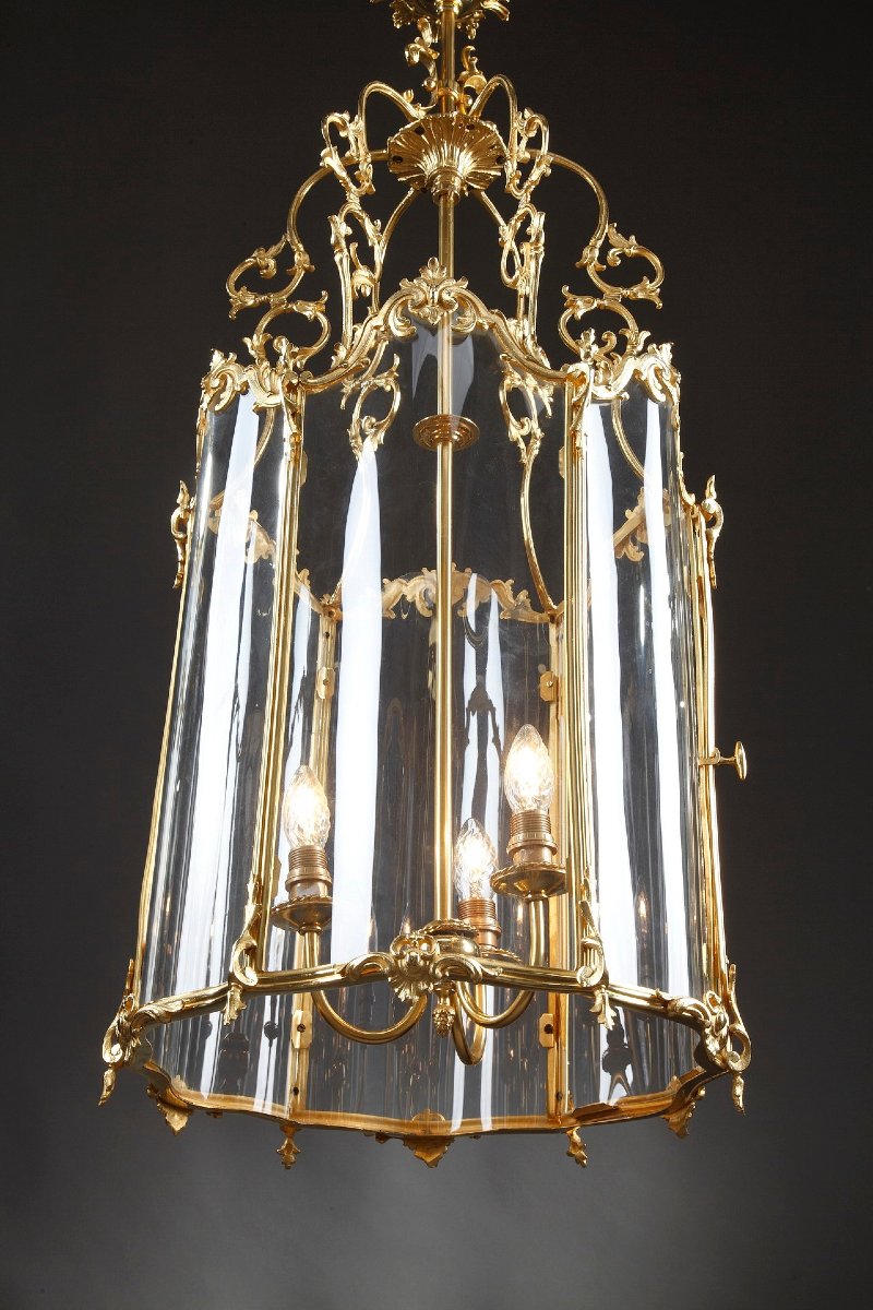 Large Louis XV-style Lantern In Gilded Bronze-photo-5